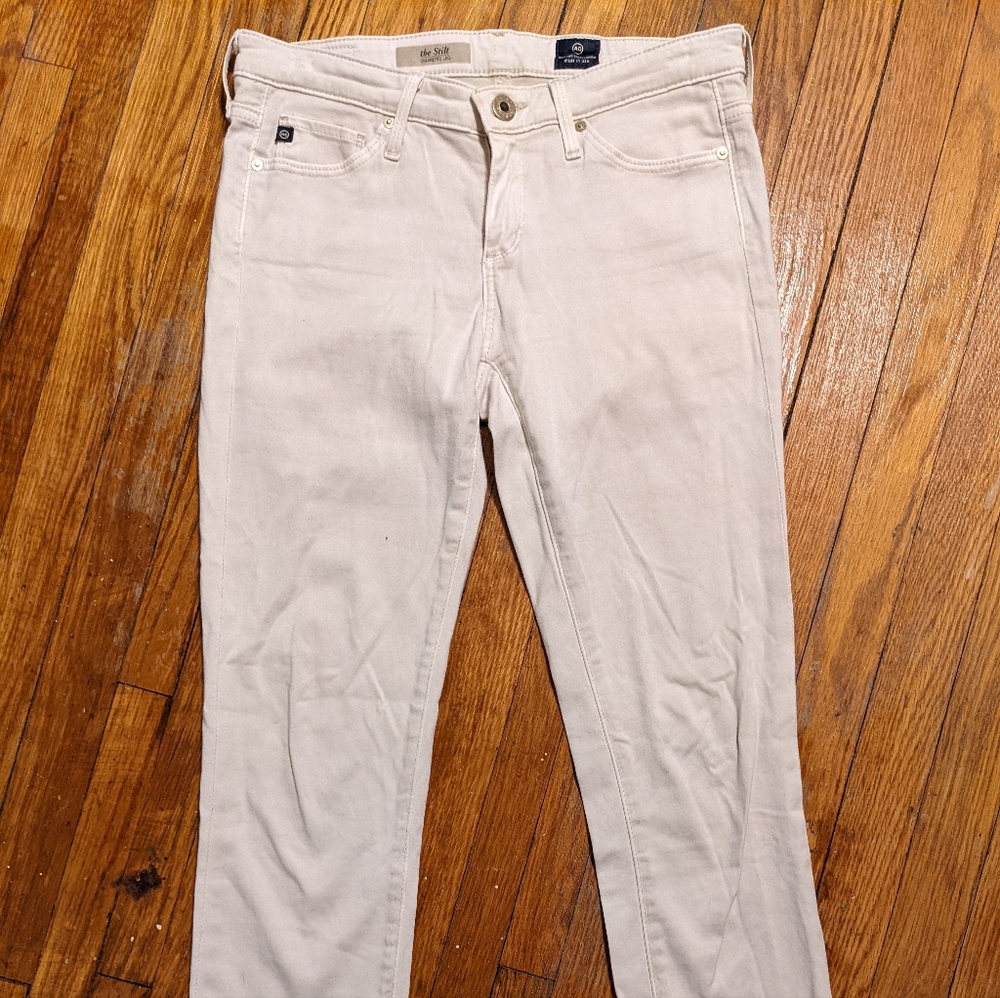 AG Adriano Goldschmied The Stilt Cigarette Leg Cream Pants Womens Size 25